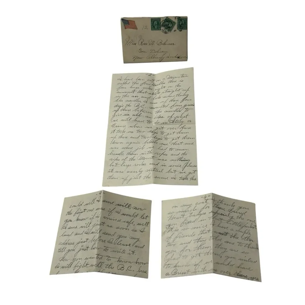 Antique 1910's Postal History WWI Original Military Soldier's Romantic Letter